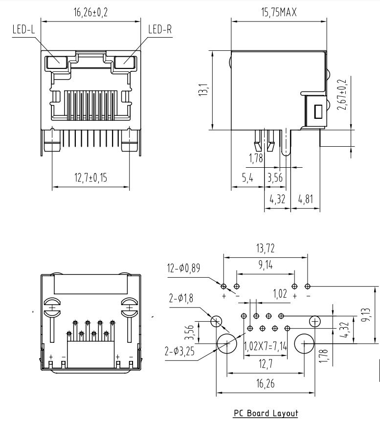 Diagrama esquemático del enchufe RJ45