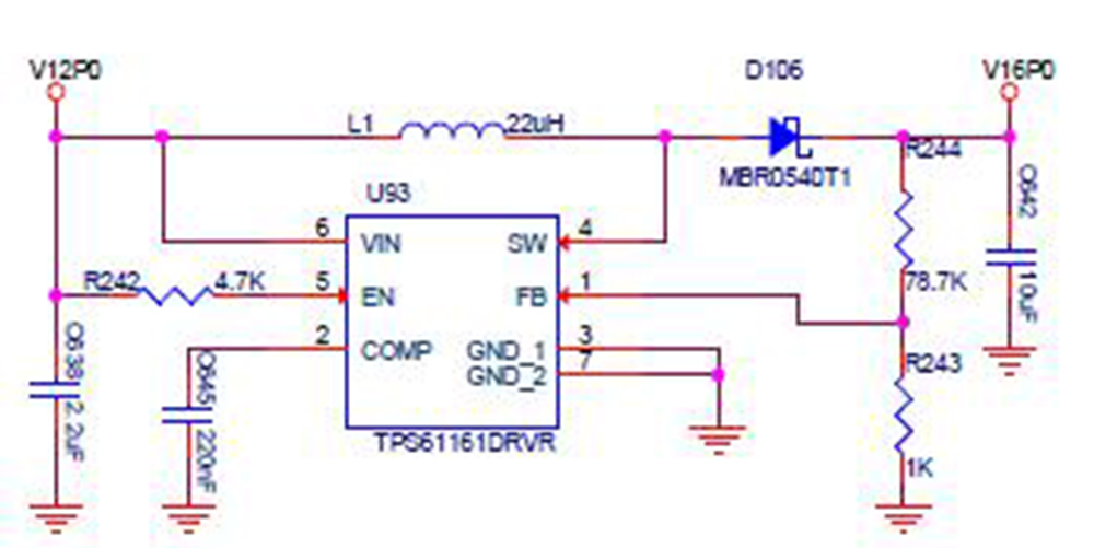 diagrama esquemático del circuito de refuerzo
