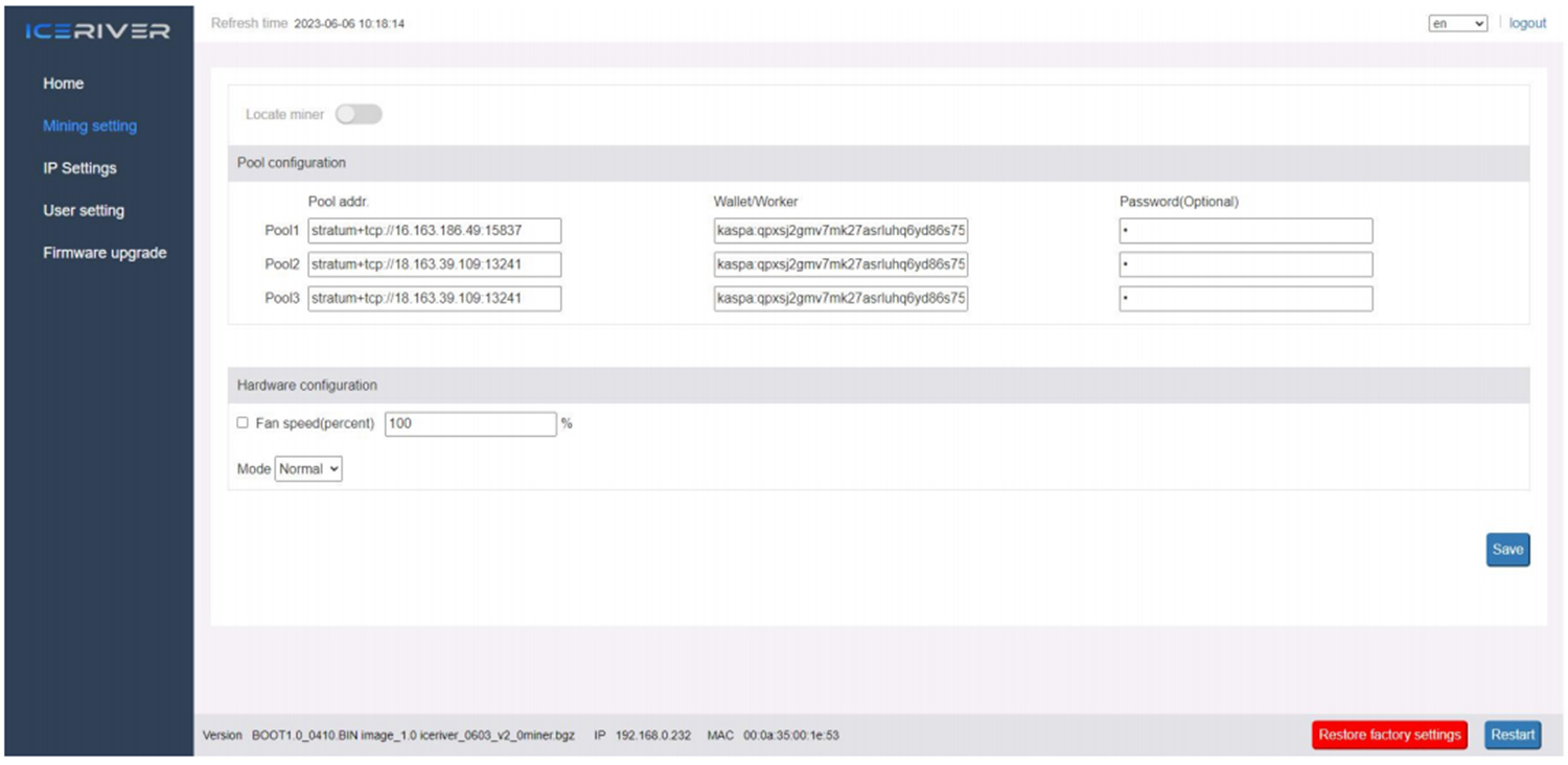 Configuración de pools