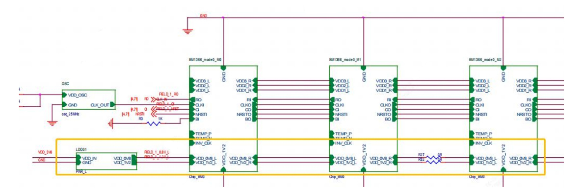 Circuito LDO de placa hash BHB68701