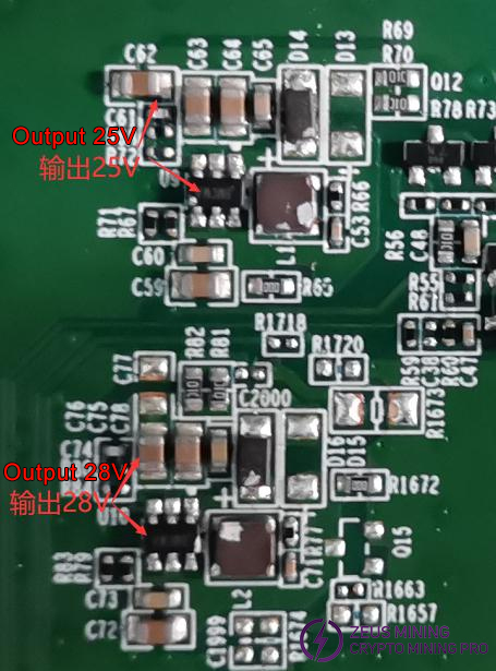 S19 pro+ Hidro Circuito de refuerzo de 28 V y 25 V