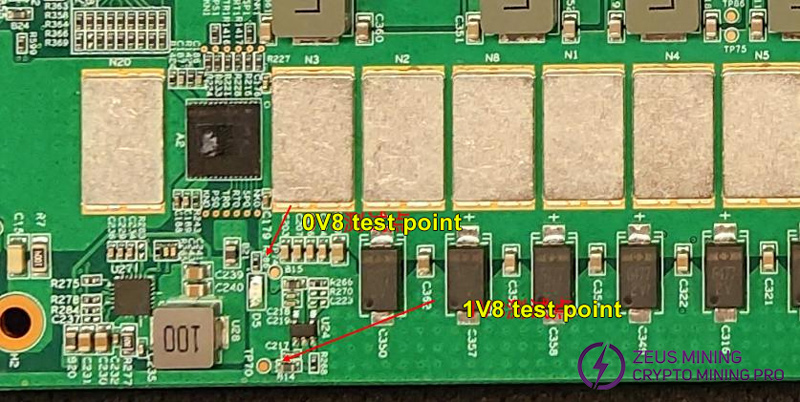 Punto de prueba de 1,8 V y 1,8 V para el chip ASIC KS0