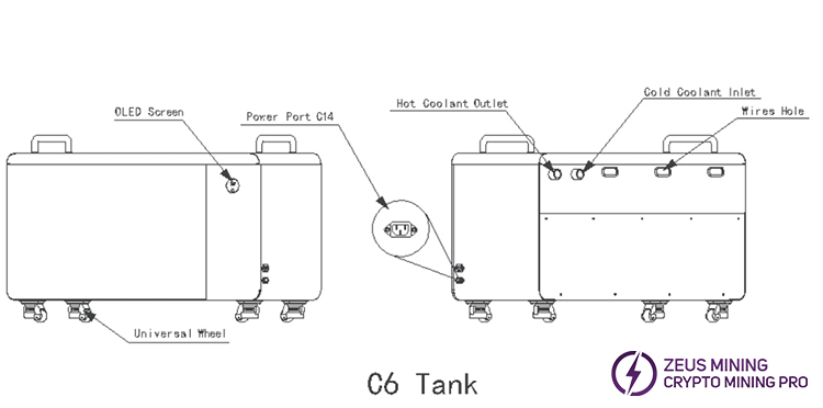 Tanque de refrigeración C6 para minero ASIC