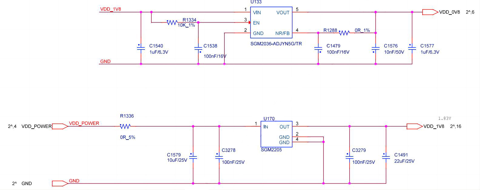 Diagrama del circuito del LDO de la placa hash del S19a pro