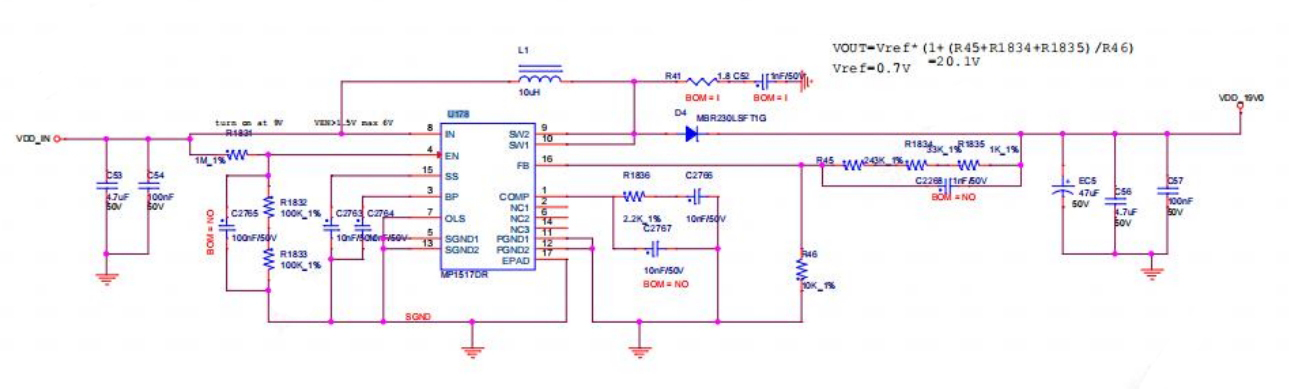 Diagrama esquemático del circuito boost de S19K Pro