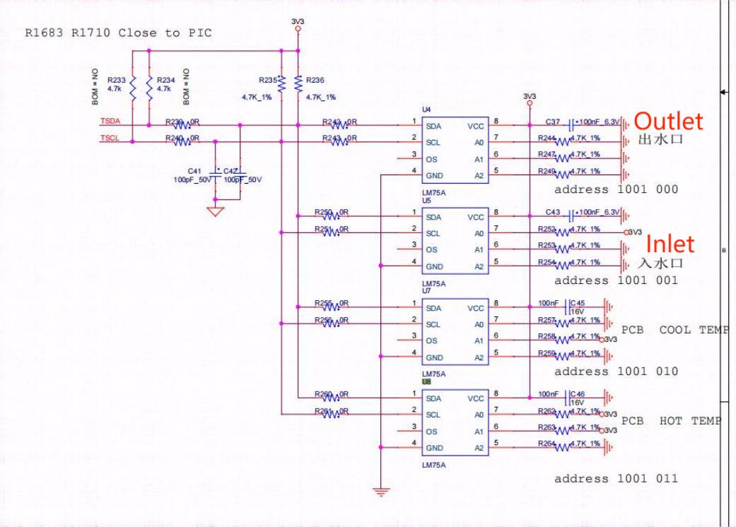 Diagrama de circuito del sensor de temperatura Hydro S19XP