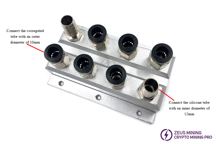 Divisor de radiador de refrigeración por agua de 1 a 3 para tubo corrugado