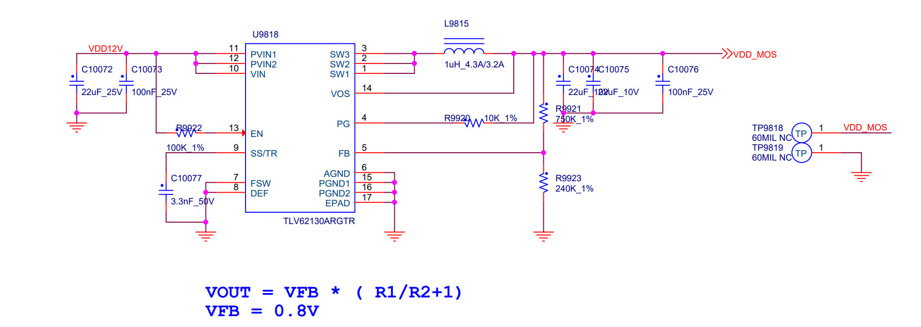 Diagrama esquemático del circuito MOS