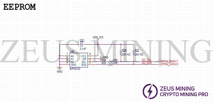 Diagrama esquemático del circuito EEPROM