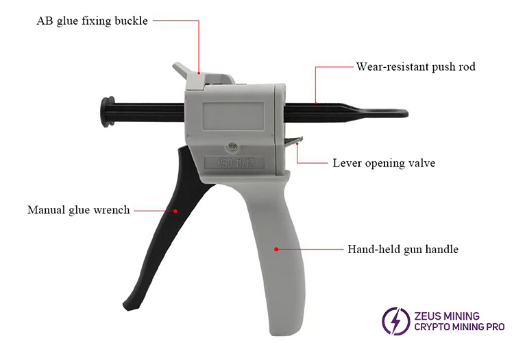 Dispensador 50ml pistola pegamento manual dos componentes