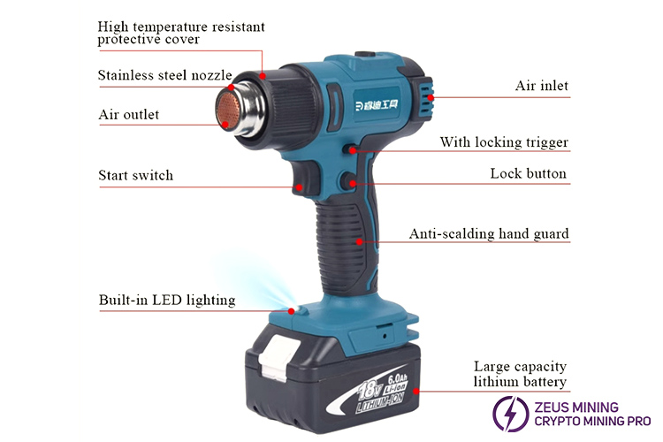 pistola de aire caliente eléctrica de mano con temperatura ajustable