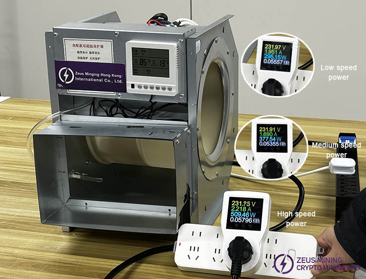 Prueba de potencia del silenciador Antminer con control de temperatura