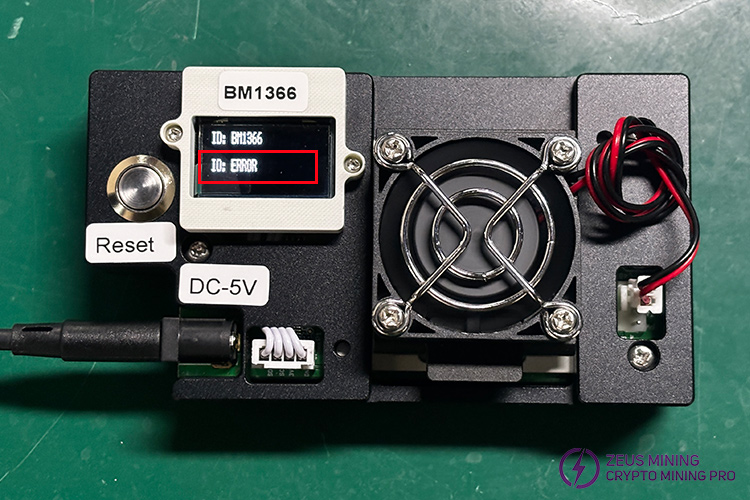 Resultado de ERROR para el accesorio de prueba del chip BM1366