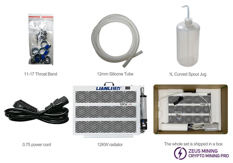 Lista de piezas del radiador de refrigeración por agua para minero ASIC de 12 kW