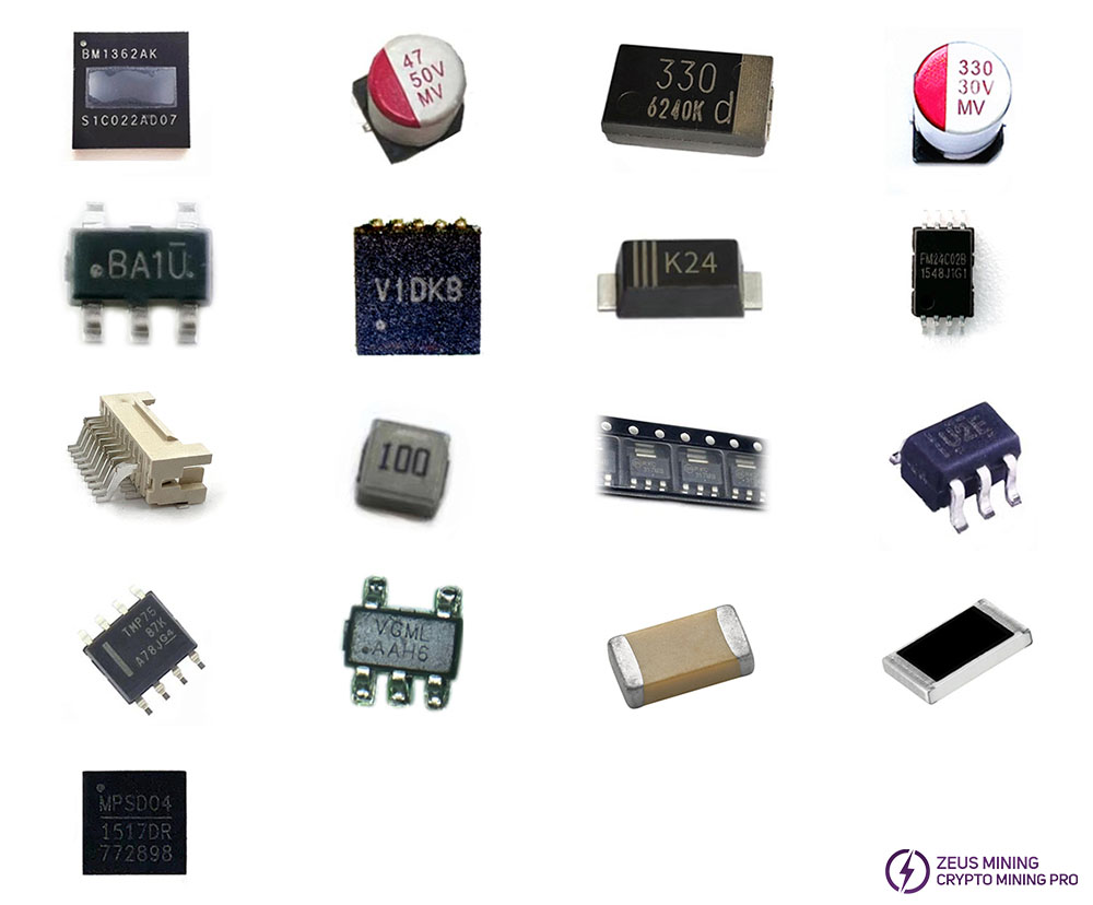 Lista de materiales de la placa hash del S19j Pro 104T sin PI versión BHB42631