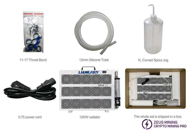 Lista de piezas del radiador de refrigeración por agua para minero ASIC de 12 kW