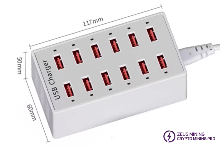 Base de carga USB con 12 puertos y 60 W