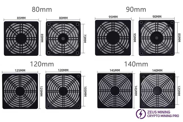 Filtro de malla antipolvo para ventilador de 80 mm, 90 mm, 120 mm y 140 mm, a prueba de polvo