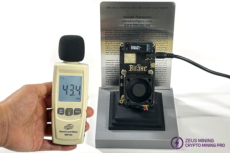 prueba de ruido para la minería con el minero Bitaxe Gamma 601