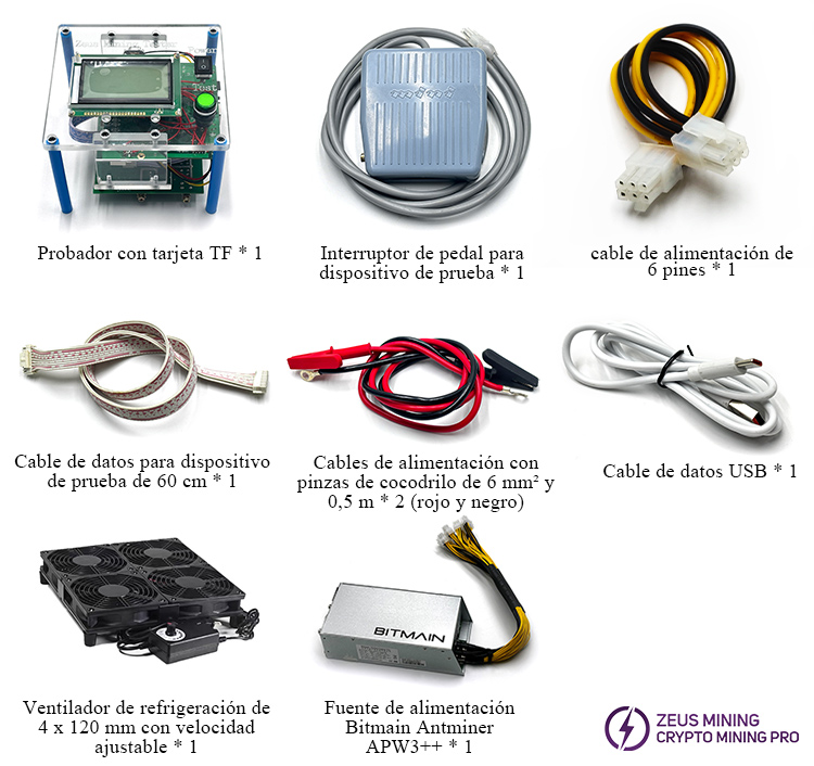 Kit de dispositivo de prueba mejorado de bitmain con fuente de alimentación y ventilador