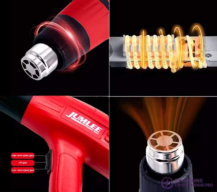 Pistola de aire caliente de 2000 W para reparación de placas hash