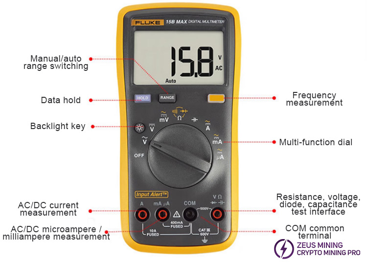Multímetro digital Fluke 15B MAX-01 de 1000V Multímetro digital Fluke 15B MAX-01 de 1000V