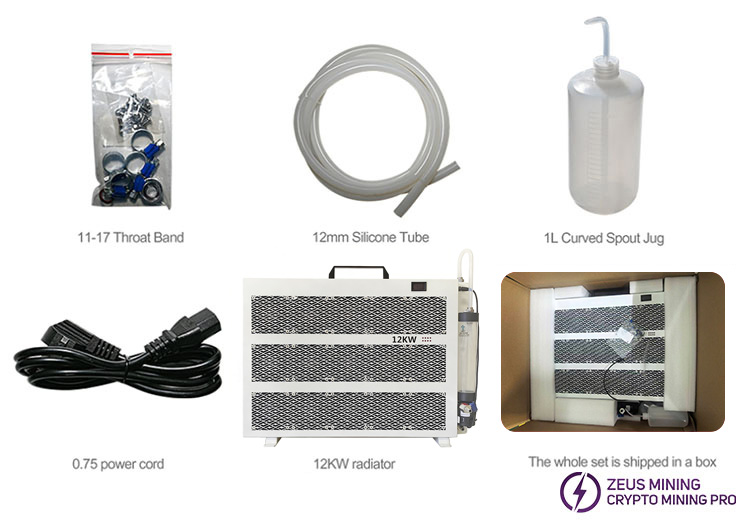 Lista de piezas del radiador de refrigeración por agua para minero ASIC de 12 kW