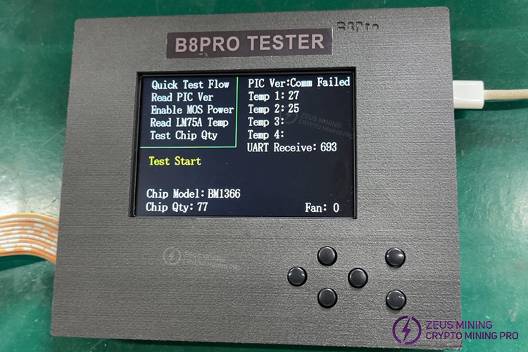 Resultados de la prueba del probador B8PRO para placas de hash Antminer