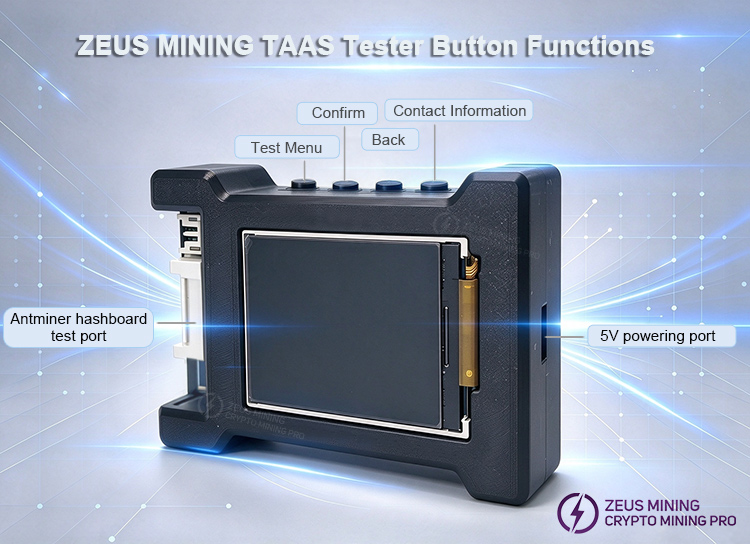 Descripción de los puertos del probador ZEUS MINING TAAS