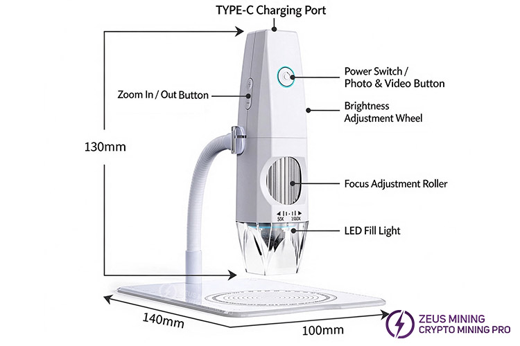 Microscopio LEYUE Z05 recargable mediante puerto USB tipo C Microscopio LEYUE Z05 recargable mediante puerto USB tipo C