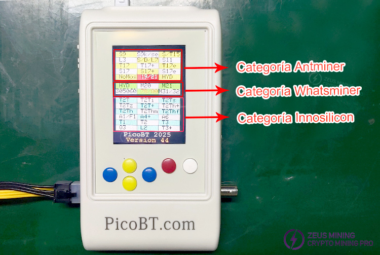Interfaz de prueba del probador PicoBT