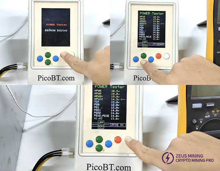 Modo de prueba de fuente de alimentación con PicoBT