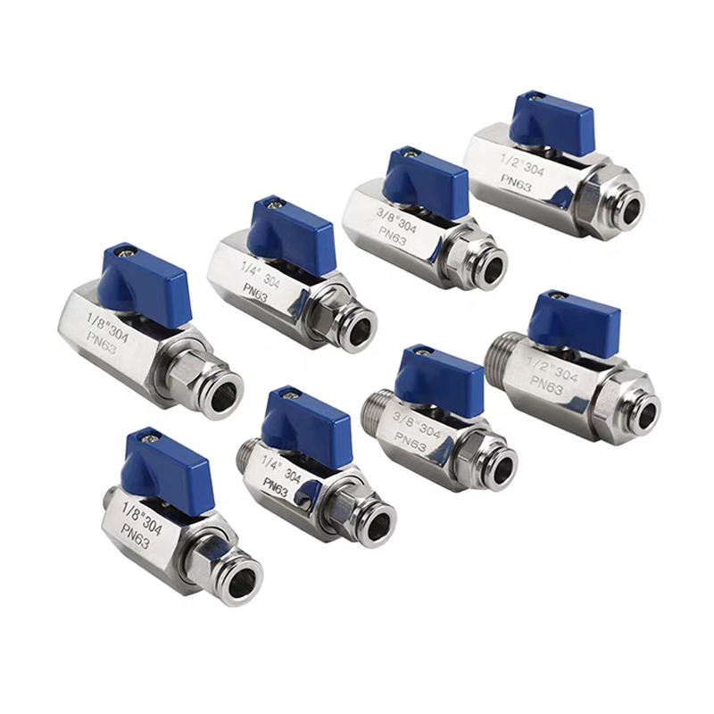 304 PN63 mini válvula de bola de acero inoxidable 10 mm 12 mm para refrigeración por agua